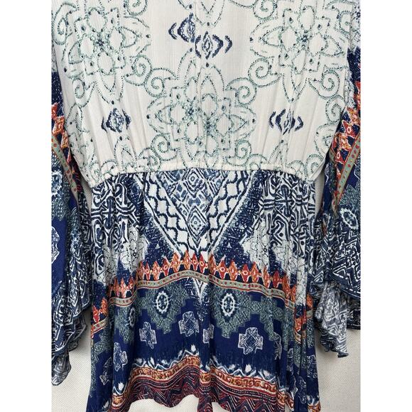 Angie Women’s Sz S Bohemian Top Gipsy Flare Butterfly Sleeves V-Neck Peasant - Picture 6 of 11